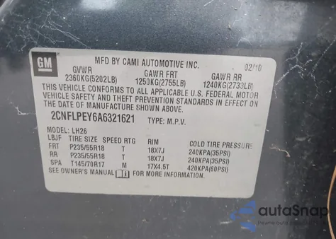 2010 Chevrolet Equinox Lt from USA, damaged, VIN 2CNFLPEY6A6321621